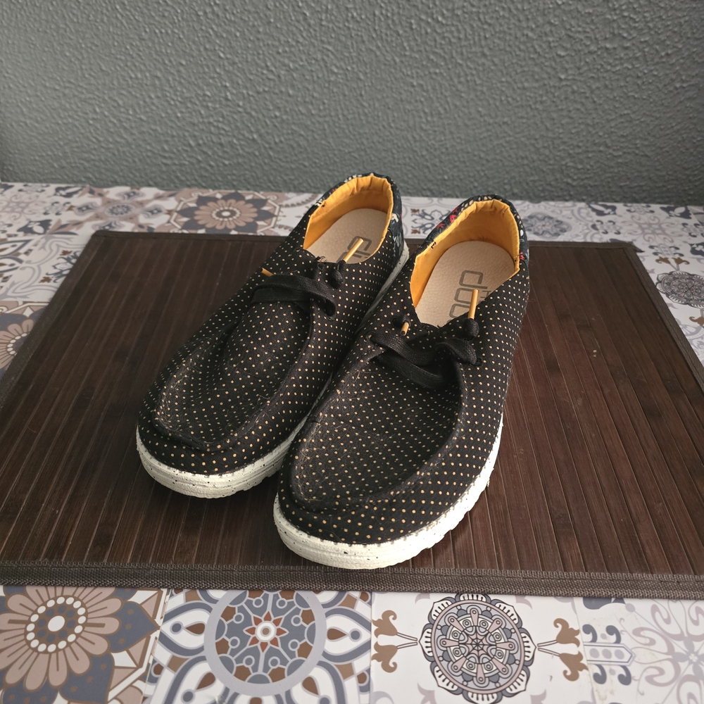 Heydude Black and Orange/ Floral Women's Shoes